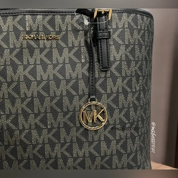 Michael Kors RARE Top Zip Tote + Wristlet + Wallet in Black/Gold NWT